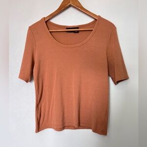 Rachel Zoe Cotton Ribbed Tee Clay Colored XLarge